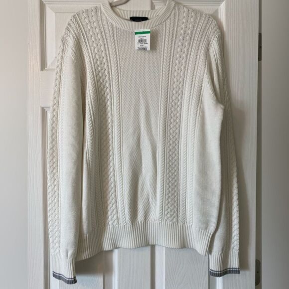 NWT Vince Cotton Cable Crew Sweater Off White Size M - Picture 5 of 10